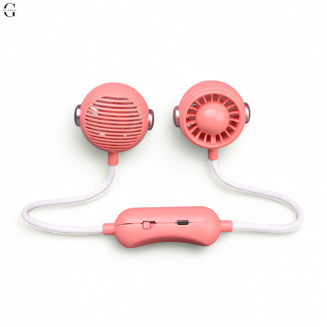 Портативний подвійний вентилятор на шию MK 5672, 60 см, аккумулятор, USB Type-C, 2 режими